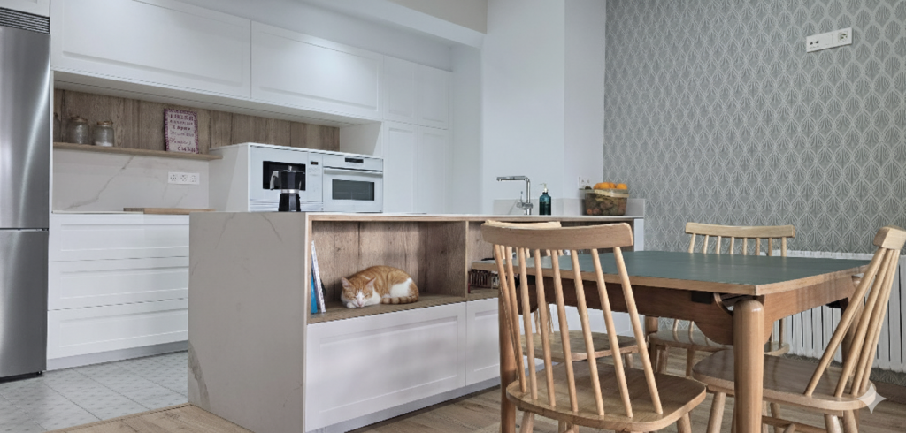 gato descansando en una cocina nueva en lugo